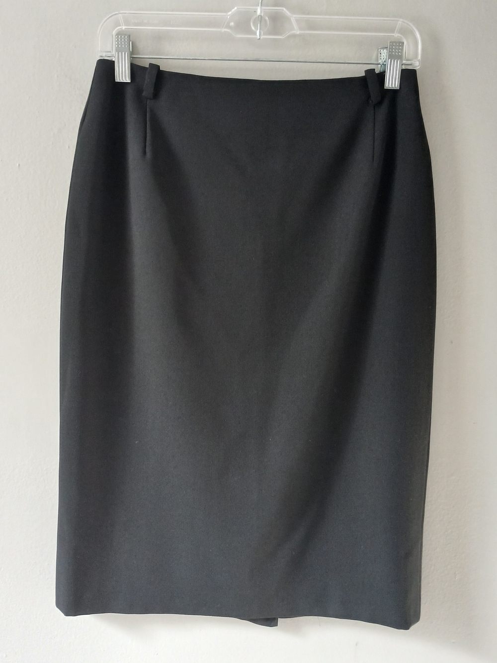MaxMara Women's Size 6 Black Wool Blend Pencil Midi Skirt Back Slit Lined